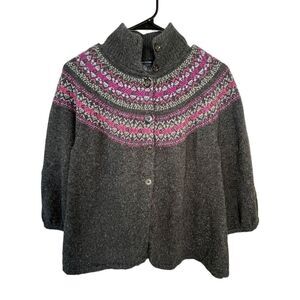 Girls Tommy Hilfiger Grey and Purple Button up Long Sleeve Sweater